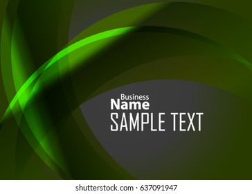 Green abstract template for card or banner. Metal Background with waves and reflections. Business background, silver, illustration. Illustration of abstract background with a metallic element