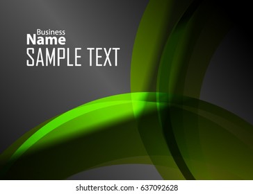 Green abstract template for card or banner. Metal Background with waves and reflections. Business background, silver, illustration. Illustration of abstract background with a metallic element