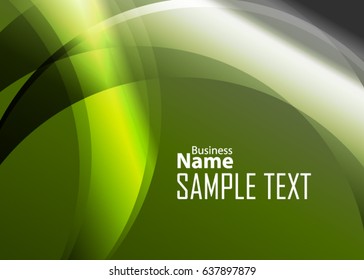 Green abstract template for card or banner. Metal Background with waves and reflections. Business background, silver, illustration. Illustration of abstract background with a metallic element