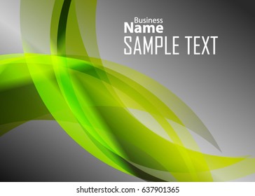 Green abstract template for card or banner. Metal Background with waves and reflections. Business background, silver, illustration. Illustration of abstract background with a metallic element