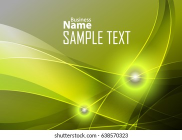 Green abstract template for card or banner. Metal Background with waves and reflections. Business background, silver, illustration. Illustration of abstract background with a metallic element