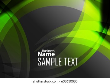 Green abstract template for card or banner. Metal Background with waves and reflections. Business background, silver, illustration. Illustration of abstract background with a metallic element