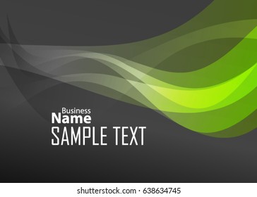 Green abstract template for card or banner. Metal Background with waves and reflections. Business background, silver, illustration. Illustration of abstract background with a metallic element