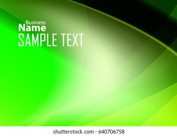 Green abstract template for card or banner. Metal Background with waves and reflections. Business background, silver, illustration. Illustration of abstract background with a metallic element