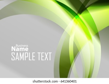 Green abstract template for card or banner. Metal Background with waves and reflections. Business background, silver, illustration. Illustration of abstract background with a metallic element