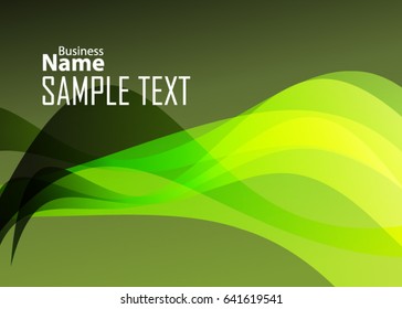 Green abstract template for card or banner. Metal Background with waves and reflections. Business background, silver, illustration. Illustration of abstract background with a metallic element