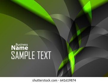 Green abstract template for card or banner. Metal Background with waves and reflections. Business background, silver, illustration. Illustration of abstract background with a metallic element