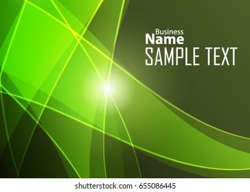 Green abstract template for card or banner. Metal Background with waves and reflections. Business background, silver, illustration. Illustration of abstract background with a metallic element