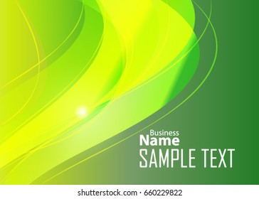 Green abstract template for card or banner. Metal Background with waves and reflections. Business background, silver, illustration. Illustration of abstract background with a metallic element
