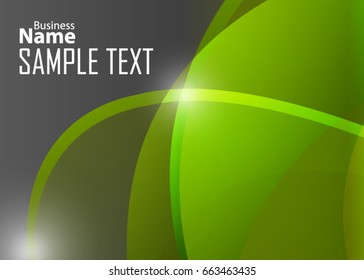 Green abstract template for card or banner. Metal Background with waves and reflections. Business background, silver, illustration. Illustration of abstract background with a metallic element