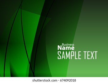 Green abstract template for card or banner. Metal Background with waves and reflections. Business background, silver, illustration. Illustration of abstract background with a metallic element