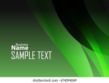 Green abstract template for card or banner. Metal Background with waves and reflections. Business background, silver, illustration. Illustration of abstract background with a metallic element