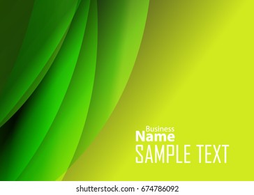 Green abstract template for card or banner. Metal Background with waves and reflections. Business background, silver, illustration. Illustration of abstract background with a metallic element