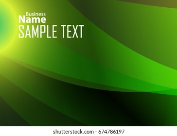 Green abstract template for card or banner. Metal Background with waves and reflections. Business background, silver, illustration. Illustration of abstract background with a metallic element