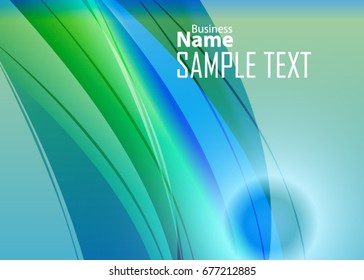 Green abstract template for card or banner. Metal Background with waves and reflections. Business background, silver, illustration. Illustration of abstract background with a metallic element