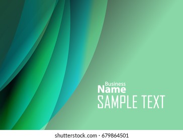 Green abstract template for card or banner. Metal Background with waves and reflections. Business background, silver, illustration. Illustration of abstract background with a metallic element