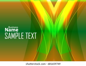 Green abstract template for card or banner. Metal Background with waves and reflections. Business background, silver, illustration. Illustration of abstract background with a metallic element