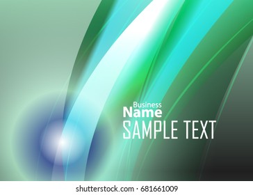 Green abstract template for card or banner. Metal Background with waves and reflections. Business background, silver, illustration. Illustration of abstract background with a metallic element