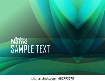 Green abstract template for card or banner. Metal Background with waves and reflections. Business background, silver, illustration. Illustration of abstract background with a metallic element