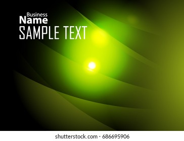 Green abstract template for card or banner. Metal Background with waves and reflections. Business background, silver, illustration. Illustration of abstract background with a metallic element