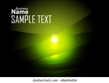 Green abstract template for card or banner. Metal Background with waves and reflections. Business background, silver, illustration. Illustration of abstract background with a metallic element