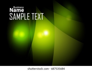 Green abstract template for card or banner. Metal Background with waves and reflections. Business background, silver, illustration. Illustration of abstract background with a metallic element