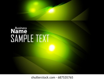 Green abstract template for card or banner. Metal Background with waves and reflections. Business background, silver, illustration. Illustration of abstract background with a metallic element