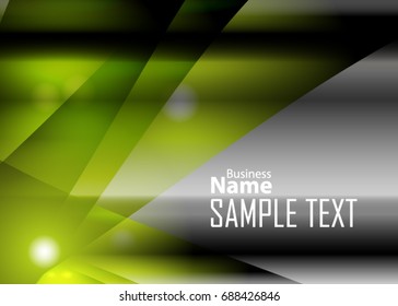 Green abstract template for card or banner. Metal Background with waves and reflections. Business background, silver, illustration. Illustration of abstract background with a metallic element