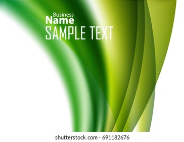 Green abstract template for card or banner. Metal Background with waves and reflections. Business background, silver, illustration. Illustration of abstract background with a metallic element