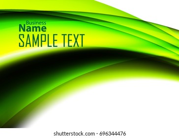 Green abstract template for card or banner. Metal Background with waves and reflections. Business background, silver, illustration. Illustration of abstract background with a metallic element