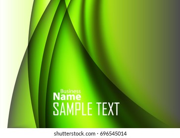 Green abstract template for card or banner. Metal Background with waves and reflections. Business background, silver, illustration. Illustration of abstract background with a metallic element