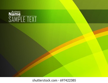 Green abstract template for card or banner. Metal Background with waves and reflections. Business background, silver, illustration. Illustration of abstract background with a metallic element