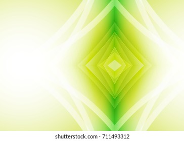 Green abstract template for card or banner. Metal Background with waves and reflections. Business background, silver, illustration. Illustration of abstract background with a metallic element