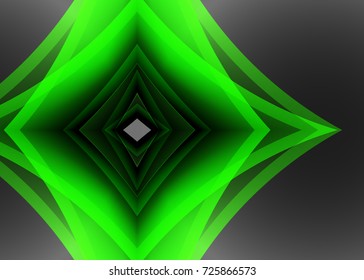 Green abstract template for card or banner. Metal Background with waves and reflections. Business background, silver, illustration. Illustration of abstract background with a metallic element