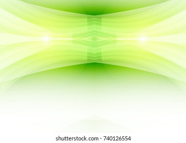 Green abstract template for card or banner. Metal Background with waves and reflections. Business background, silver, illustration. Illustration of abstract background with a metallic element