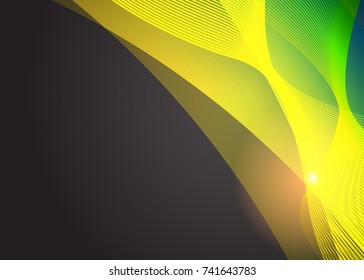 Green abstract template for card or banner. Metal Background with waves and reflections. Business background, silver, illustration. Illustration of abstract background with a metallic element