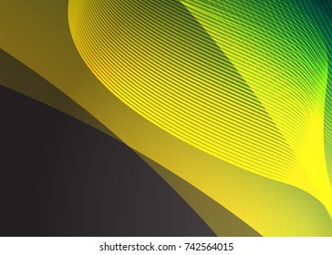 Green abstract template for card or banner. Metal Background with waves and reflections. Business background, silver, illustration. Illustration of abstract background with a metallic element