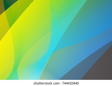 Green abstract template for card or banner. Metal Background with waves and reflections. Business background, silver, illustration. Illustration of abstract background with a metallic element