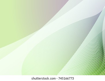 Green abstract template for card or banner. Metal Background with waves and reflections. Business background, silver, illustration. Illustration of abstract background with a metallic element