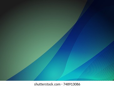 Green abstract template for card or banner. Metal Background with waves and reflections. Business background, silver, illustration. Illustration of abstract background with a metallic element