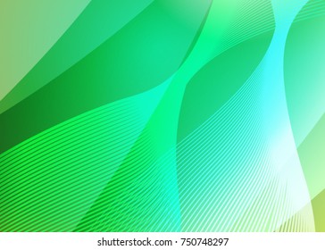 Green abstract template for card or banner. Metal Background with waves and reflections. Business background, silver, illustration. Illustration of abstract background with a metallic element