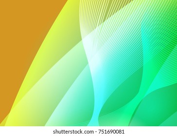Green abstract template for card or banner. Metal Background with waves and reflections. Business background, silver, illustration. Illustration of abstract background with a metallic element
