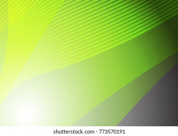 Green abstract template for card or banner. Metal Background with waves and reflections. Business background, silver, illustration. Illustration of abstract background with a metallic element