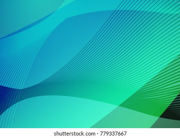 Green abstract template for card or banner. Metal Background with waves and reflections. Business background, silver, illustration. Illustration of abstract background with a metallic element