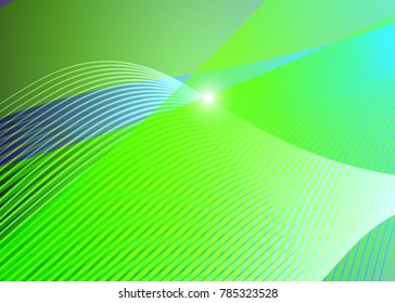 Green abstract template for card or banner. Metal Background with waves and reflections. Business background, silver, illustration. Illustration of abstract background with a metallic element