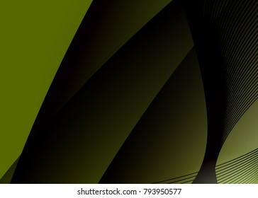 Green abstract template for card or banner. Metal Background with waves and reflections. Business background, silver, illustration. Illustration of abstract background with a metallic element