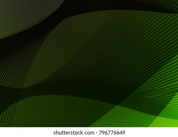 Green abstract template for card or banner. Metal Background with waves and reflections. Business background, silver, illustration. Illustration of abstract background with a metallic element