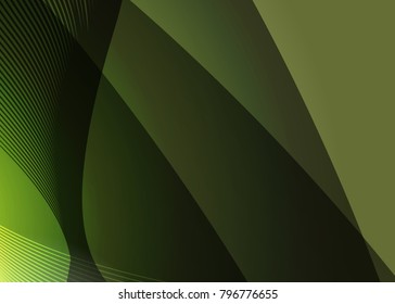 Green abstract template for card or banner. Metal Background with waves and reflections. Business background, silver, illustration. Illustration of abstract background with a metallic element