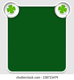green abstract text box with cloverleaf