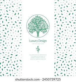 Emblema abstracto verde del árbol en un fondo blanco. Ilustración moderna Vector aislado. Ideal para logotipo, monograma, invitación, volante, menú, folleto o cualquier idea deseada.
